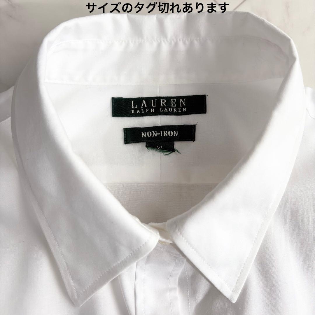 【ローレンラルフローレン】長袖シャツ　コットン　刺繍　大きいサイズ　白　XL