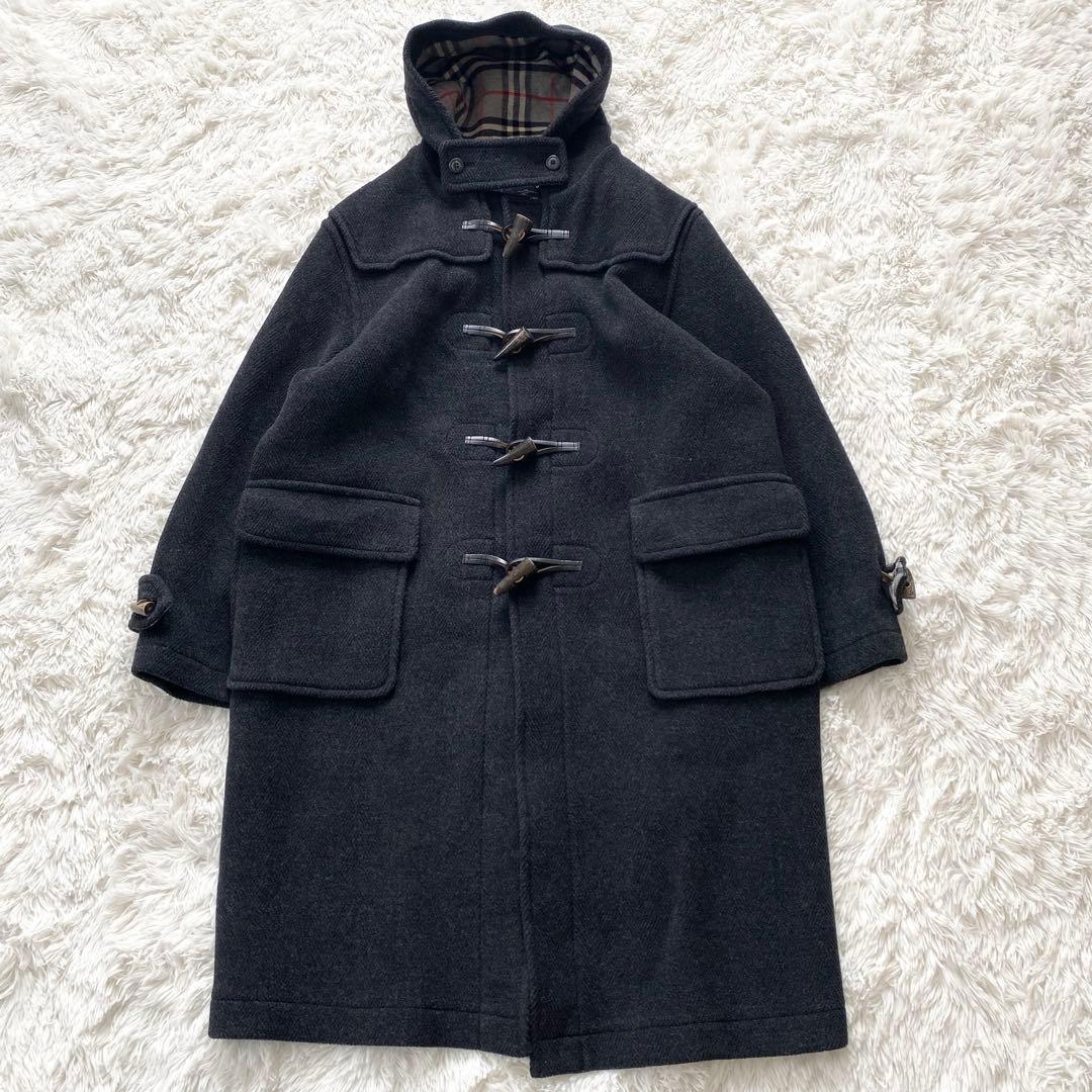 【極美品】バーバリー ダッフルコート ヘリンボーン チャコールグレー メンズL