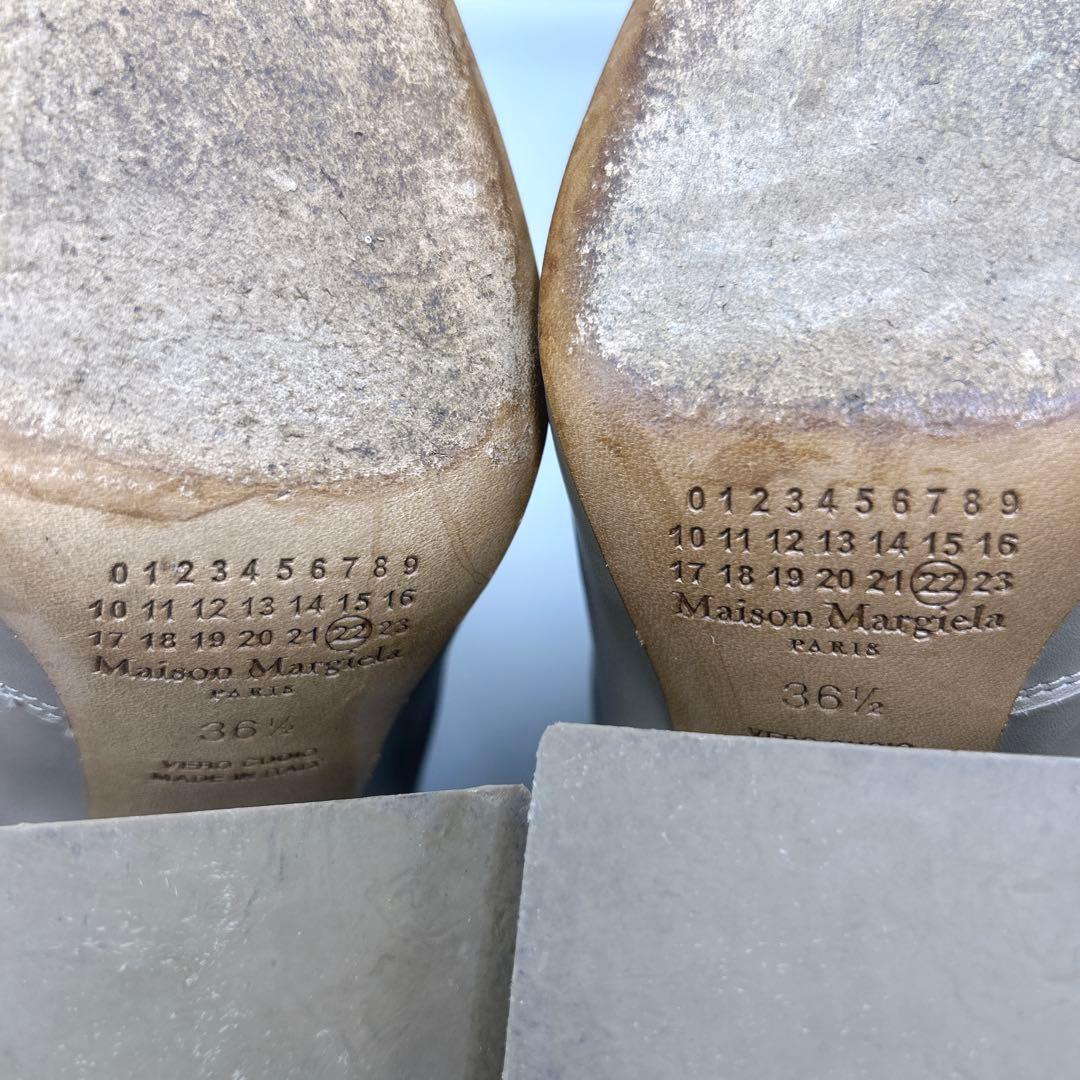 メゾンマルジェラ ショートブーツ レザー ベージュ系 ジッパー付き 36.5