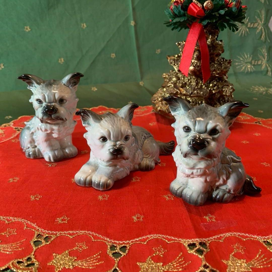 ゲーベル人形　西ドイツ製　陶器置物　ビンテージの可愛い3匹セットの仲良し兄弟！