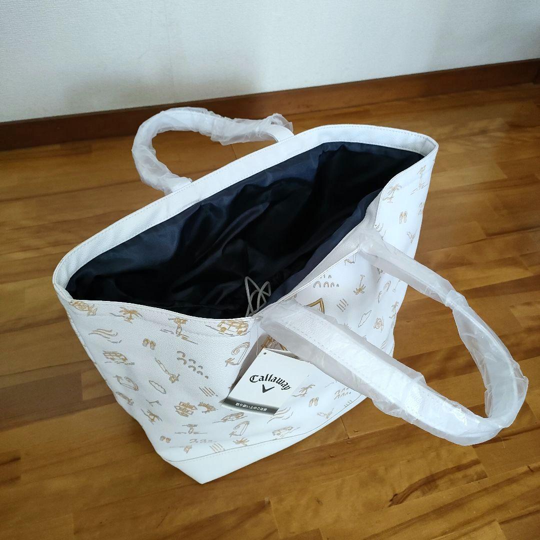 ★未使用品★Callawayゴルフトートバックビーチモチーフ 合成皮革 ホワイト