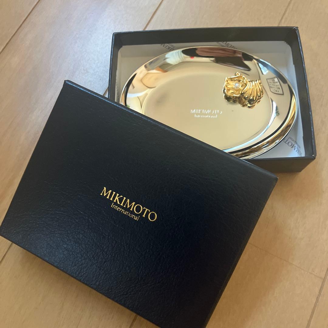MIKIMOTO 金色貝殻装飾オーバルプレート