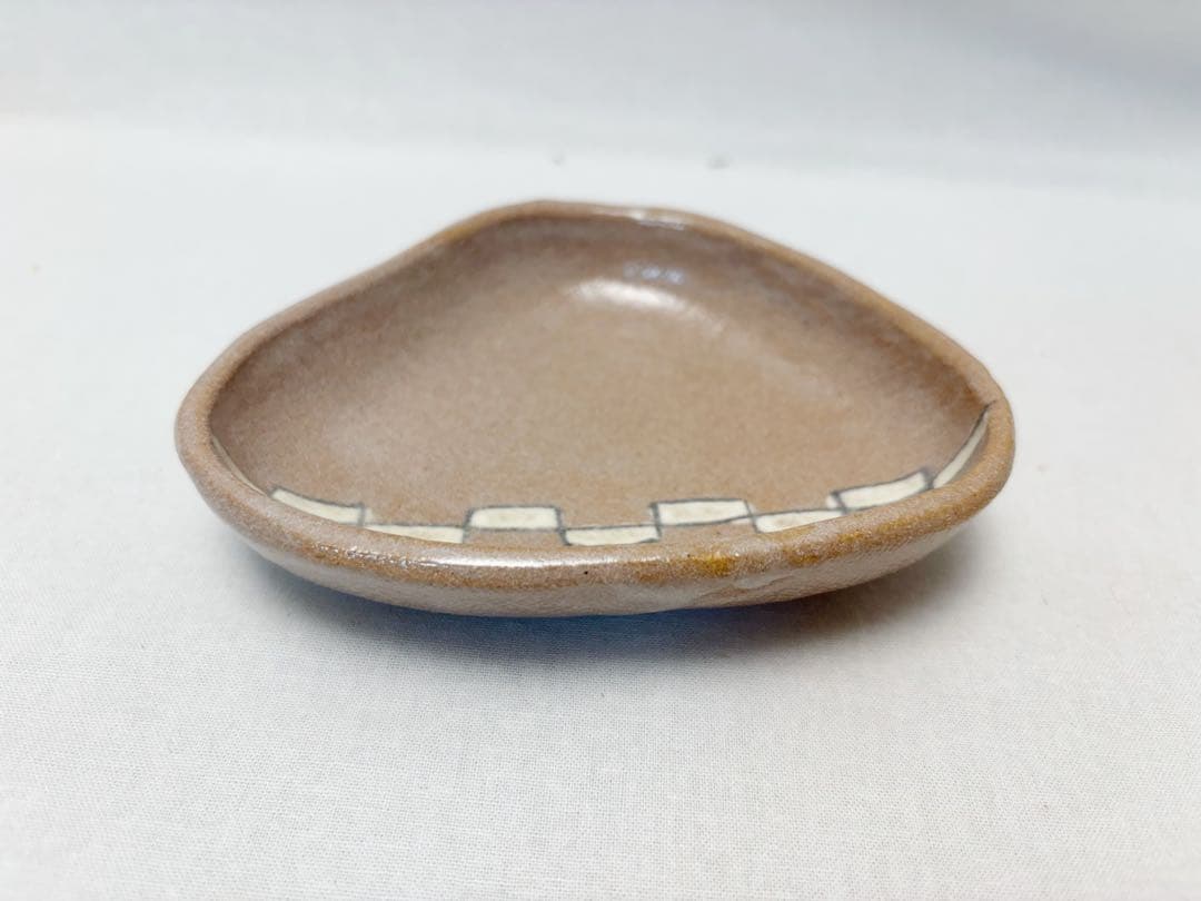 未使用 茶道具 赤織部 貝型小皿 銘々皿 陶印 5枚組 取り皿 在銘 共箱