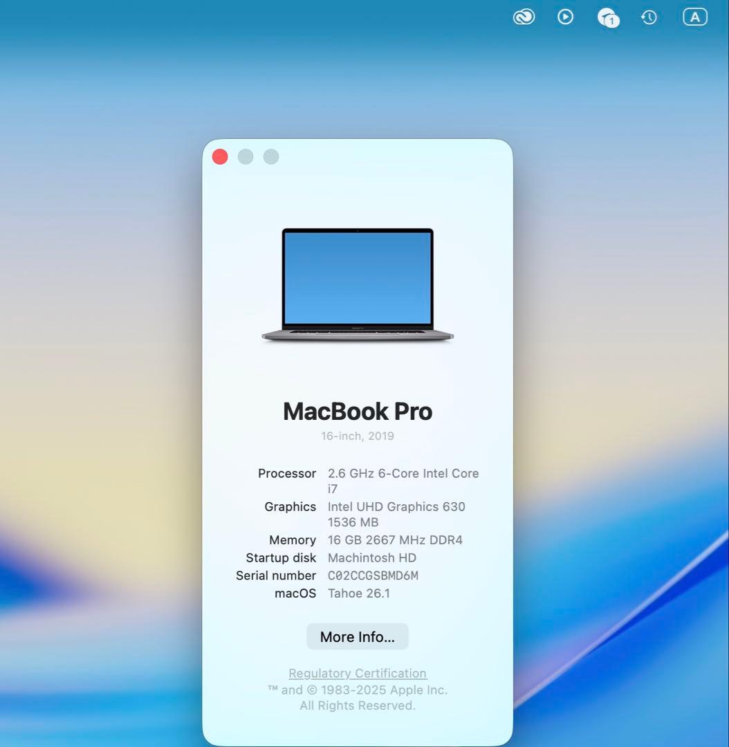 MacBook Pro 16インチ メモリ16GB/SSD512GB 2019