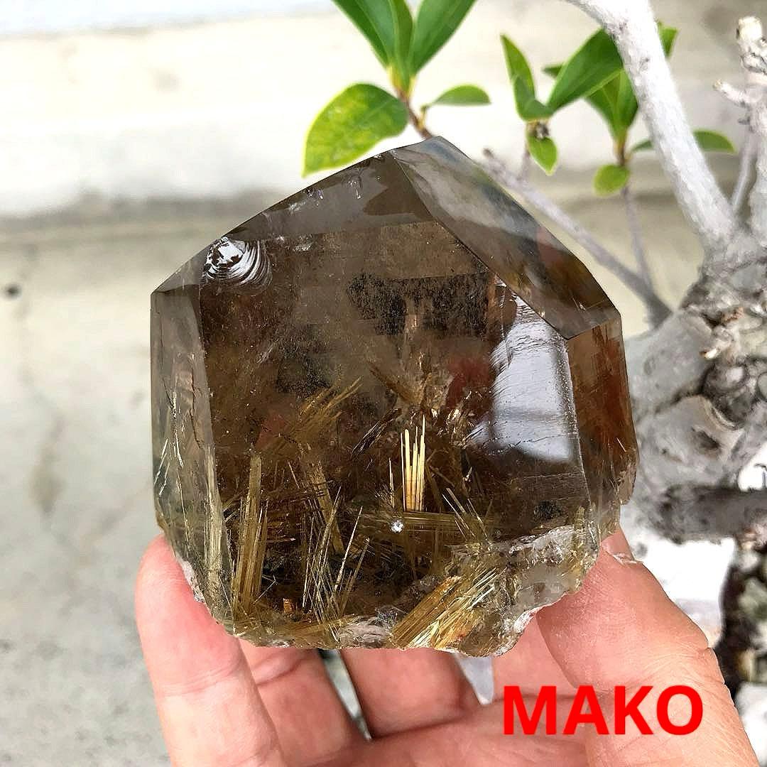 M1601☆ルチルクォーツ原石409g☆太陽放射タイチンルチル☆天然石　原石