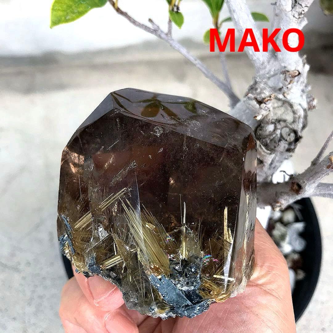 M1601☆ルチルクォーツ原石409g☆太陽放射タイチンルチル☆天然石　原石