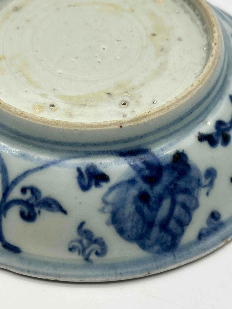 明時代　染付 青花神獣文盤　麒麟文古染付皿 唐物　古賞物　時代物(D-76)