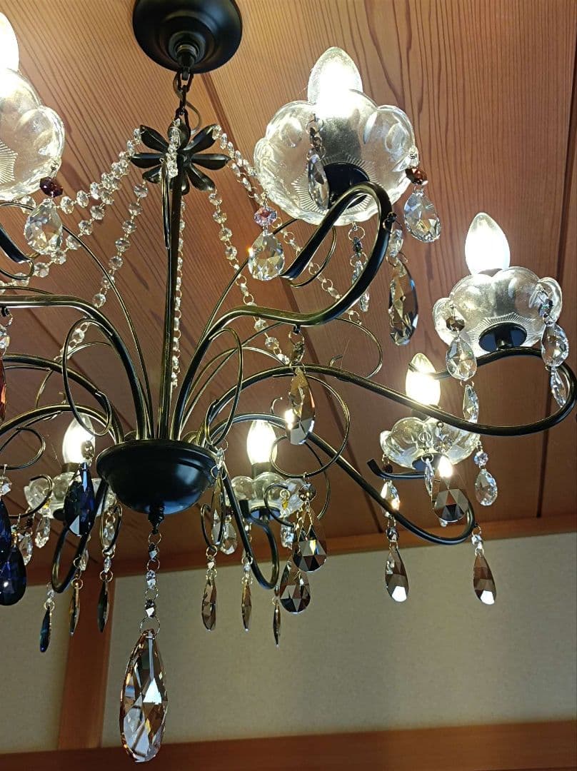 マットブラックで和室にも★豪華★スワロフスキー＆プレシオサ★カスタムシャンデリア
