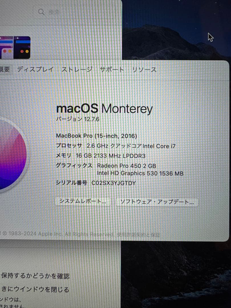 【箱付】MacBook Pro 15-inch (2016) 256GB