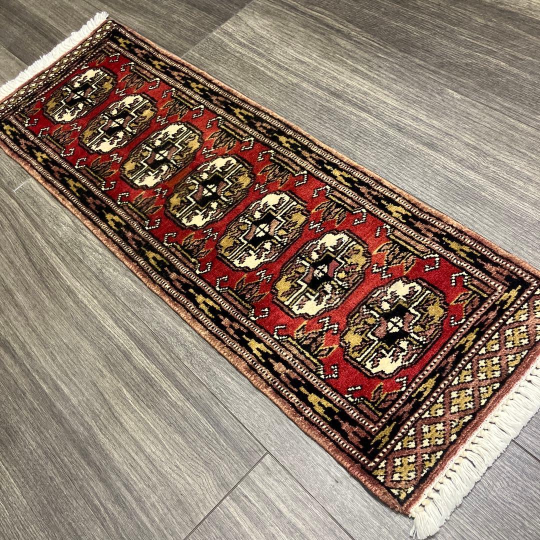 32cmx96ミニラグあがりかまちラグ　ヴィンテージ ラグパキスタン手織り絨毯