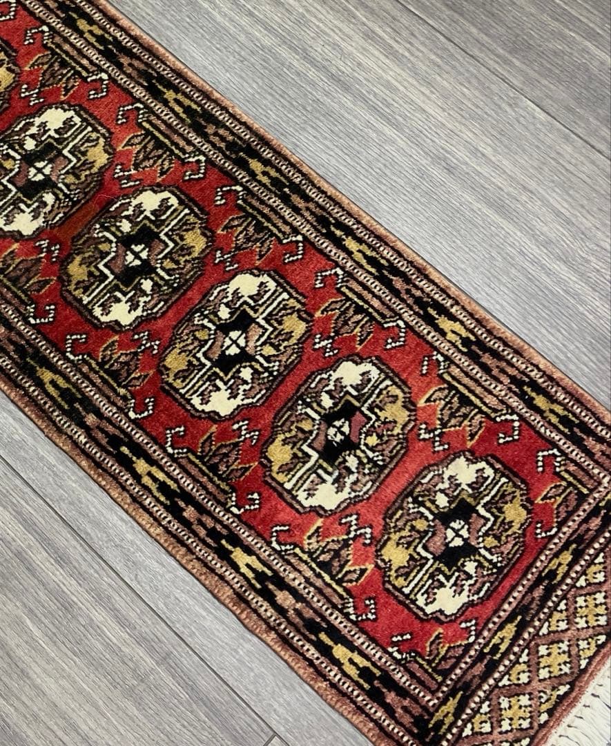 32cmx96ミニラグあがりかまちラグ　ヴィンテージ ラグパキスタン手織り絨毯