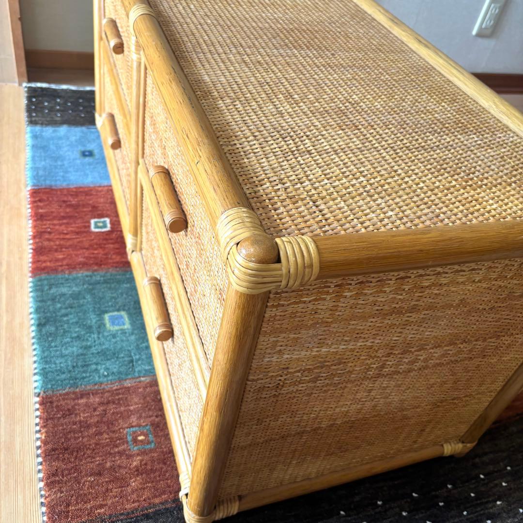 【良品】ヴィンテージ ラタン サイドボード チェスト 籘 vintage