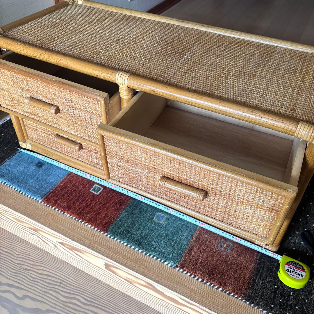 【良品】ヴィンテージ ラタン サイドボード チェスト 籘 vintage