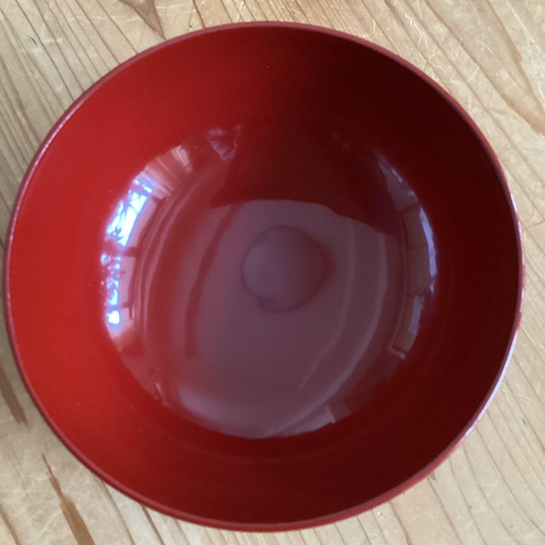 漆器　浄法寺塗　汁椀　５客　本朱　坂田漆器店　木製