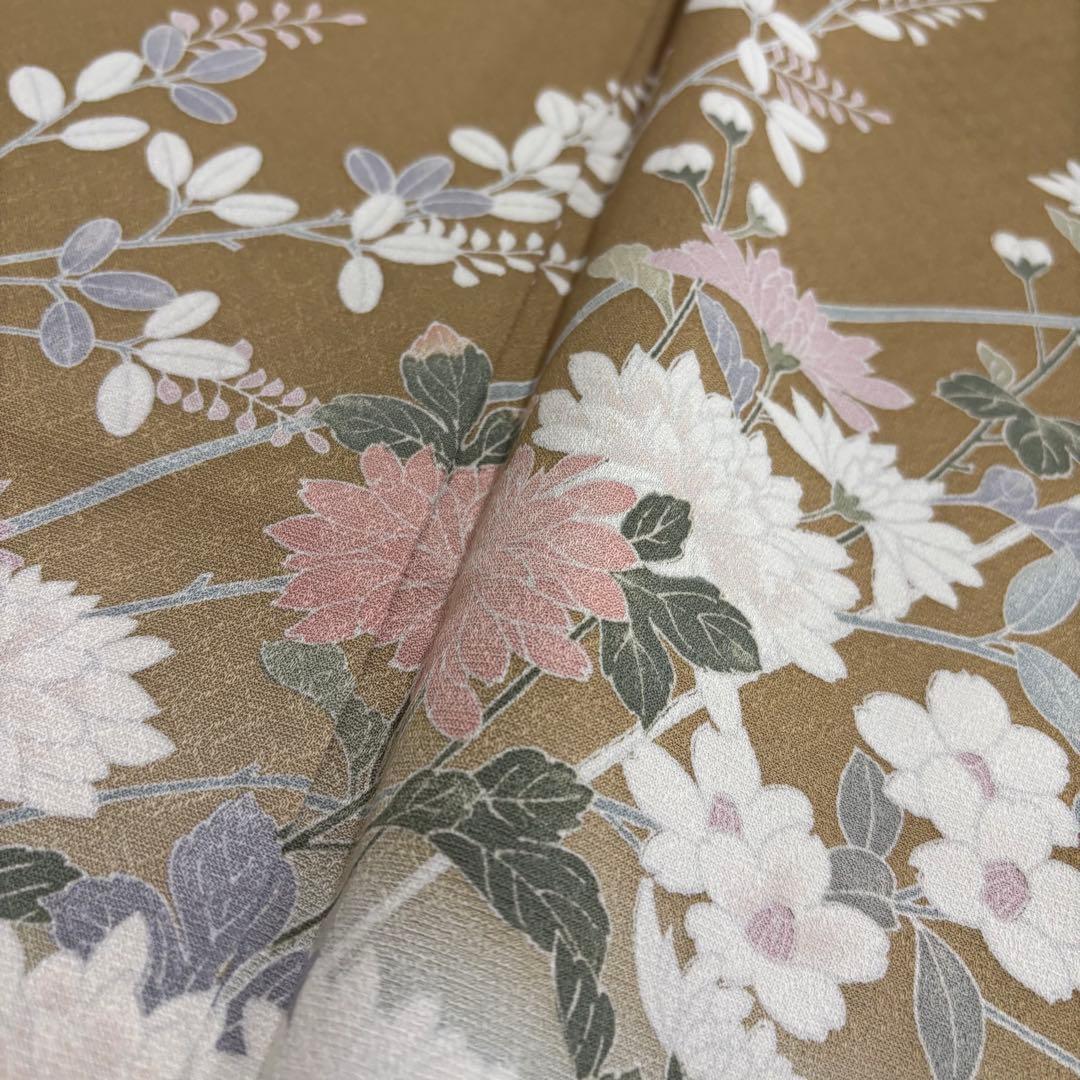 付下げ 美しい友禅 七宝地紋 紋なし 正絹AK-6226