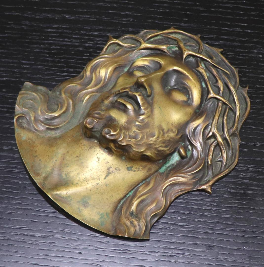 作家物 アンティークブロンズ製1860年頃 大型イエス・キリスト壁掛けフランス製