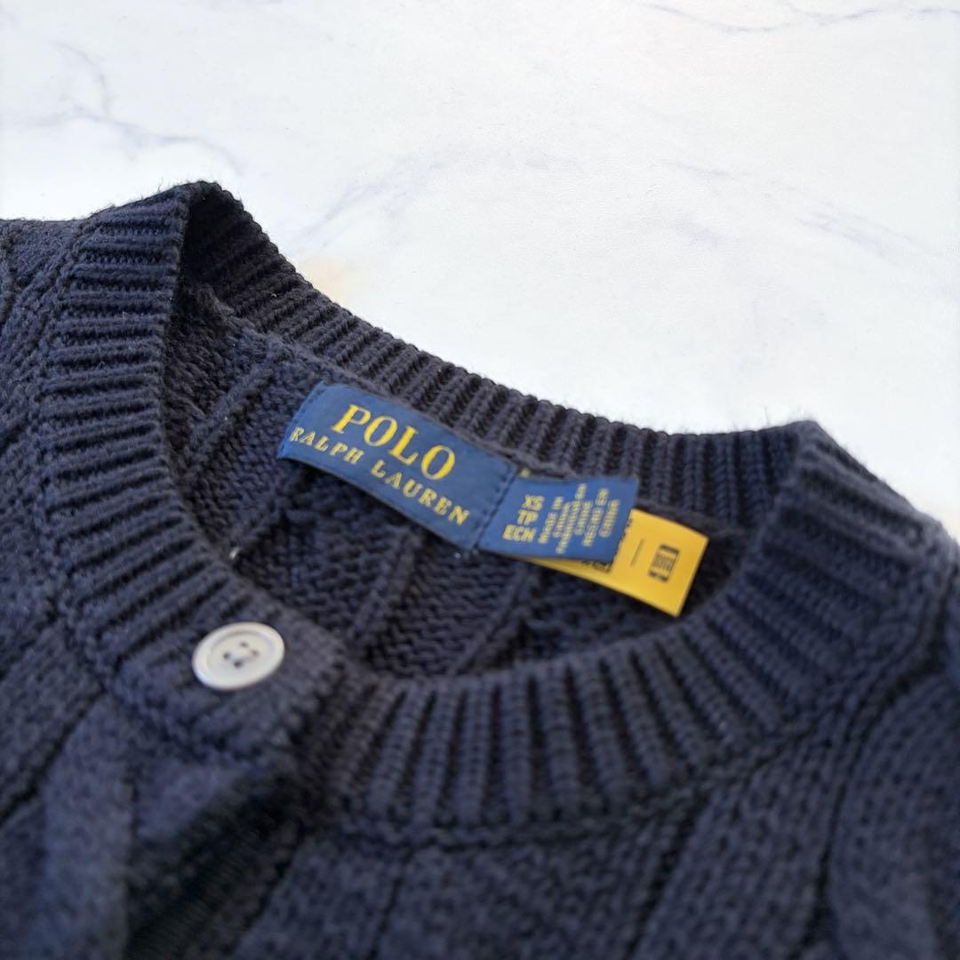 現行 POLO RALPH LAUREN ケーブルニット カーディガン 紺