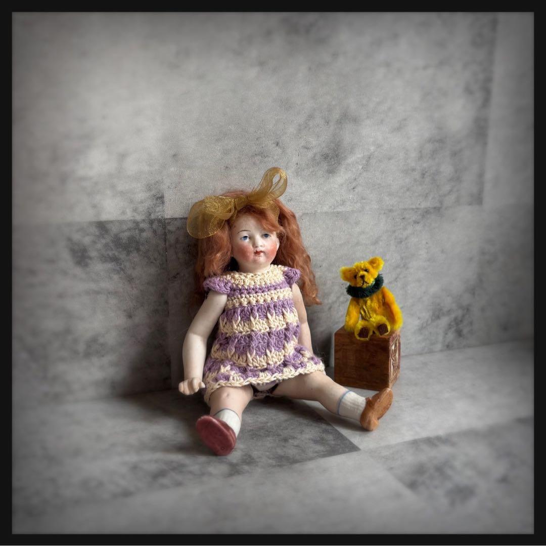 お盆セール　アンティーク 赤毛の女の子オールビスクドール ミニョネット