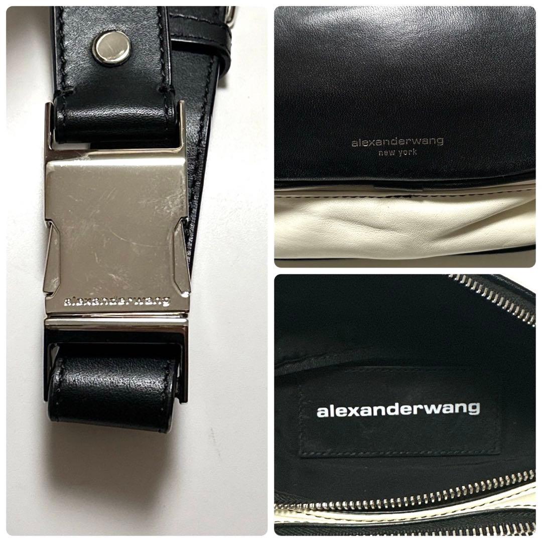 f82【極美品】アレキサンダーワン　ファニーパック　レザー　白　ボディバッグ.