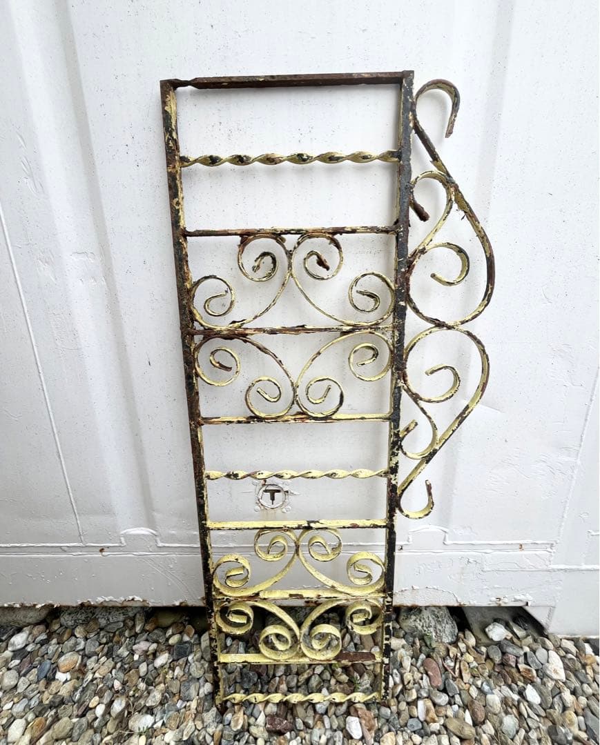 最終値下げ❗️イギリスアンティーク黄色 アイアンゲート アイアンフェンス2点set