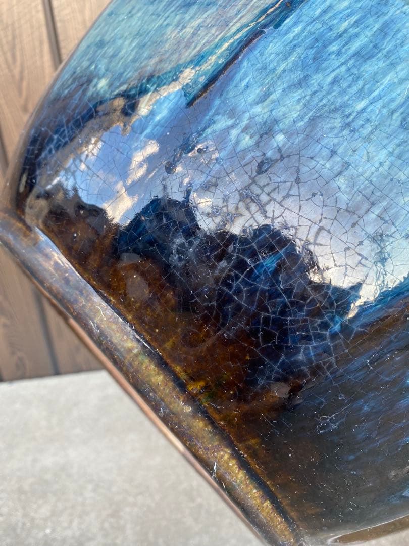 火鉢　海鼠釉　メダカ鉢　水鉢　金魚鉢　睡蓮鉢　古民具　骨董