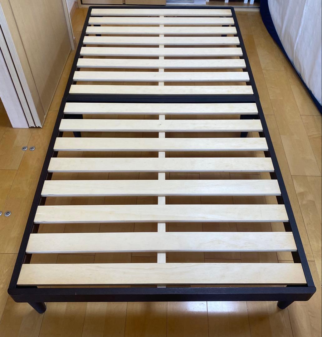 ベルメゾン 組み立て簡単 すのこ シングルベッド ダークブラウン