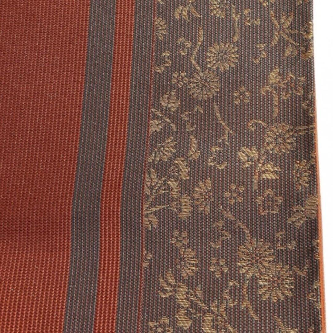 未着用　本場筑前博多織　京袋帯　菊花　縦縞　証紙付き　着物　103b d