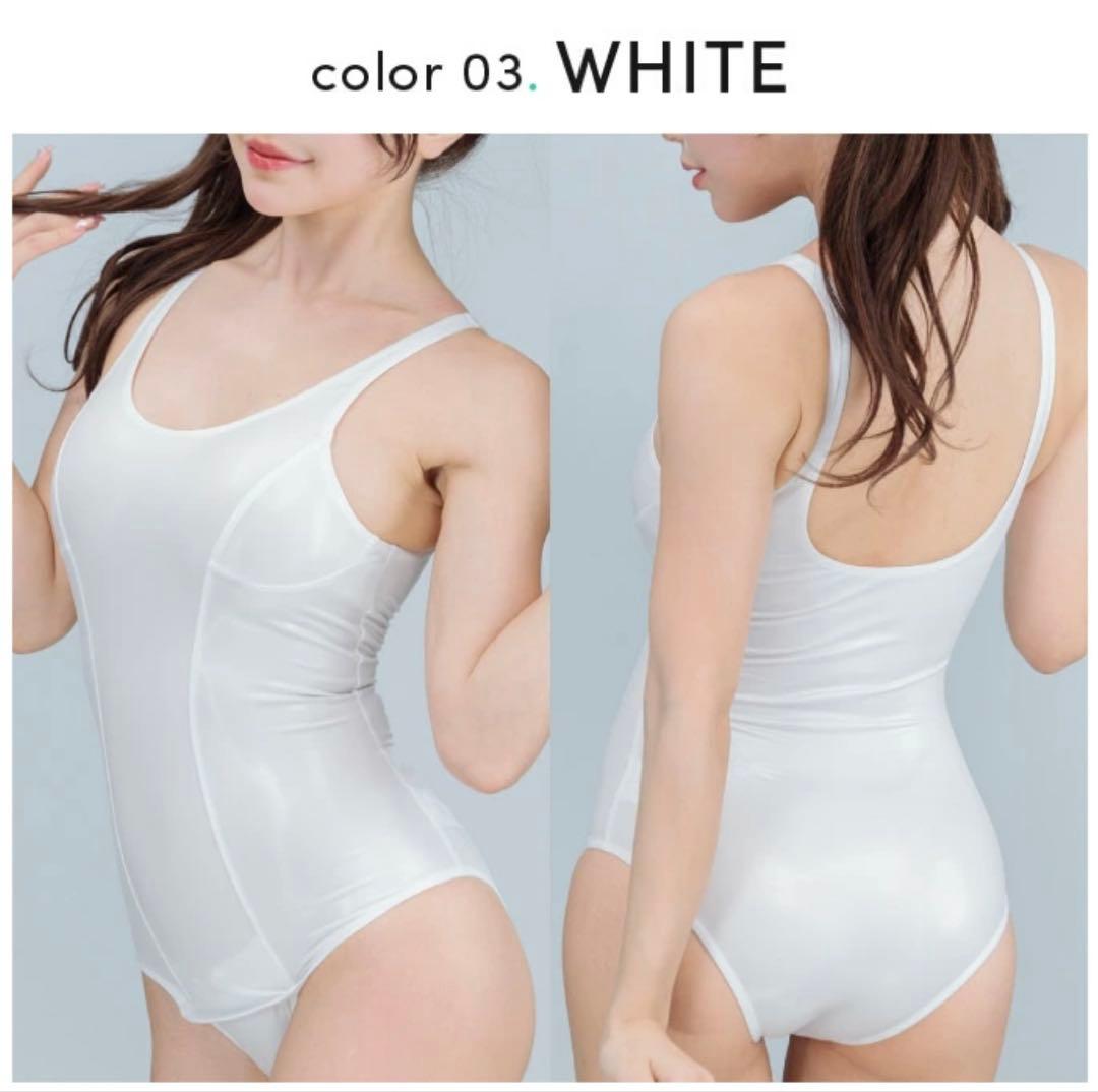 【最安値】パルフェット ３Dフィットレトロスクール水着　ホワイト