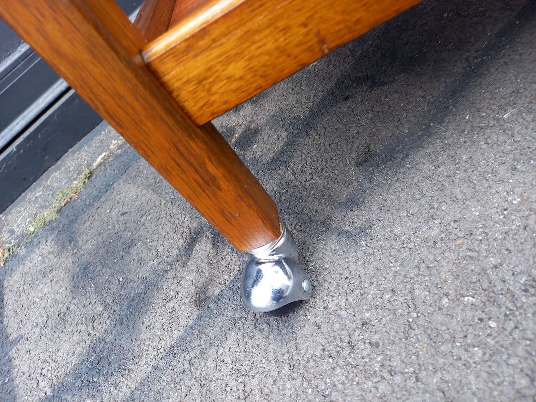 1970's　北欧モダン　ウッド　無垢材　フレーム　メタル　キャスター　ワゴン