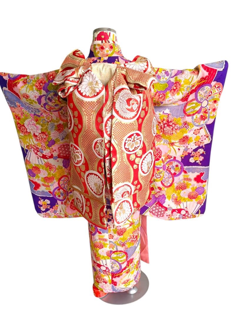 専用です☆アンティーク紫百花繚乱の着物と長襦袢