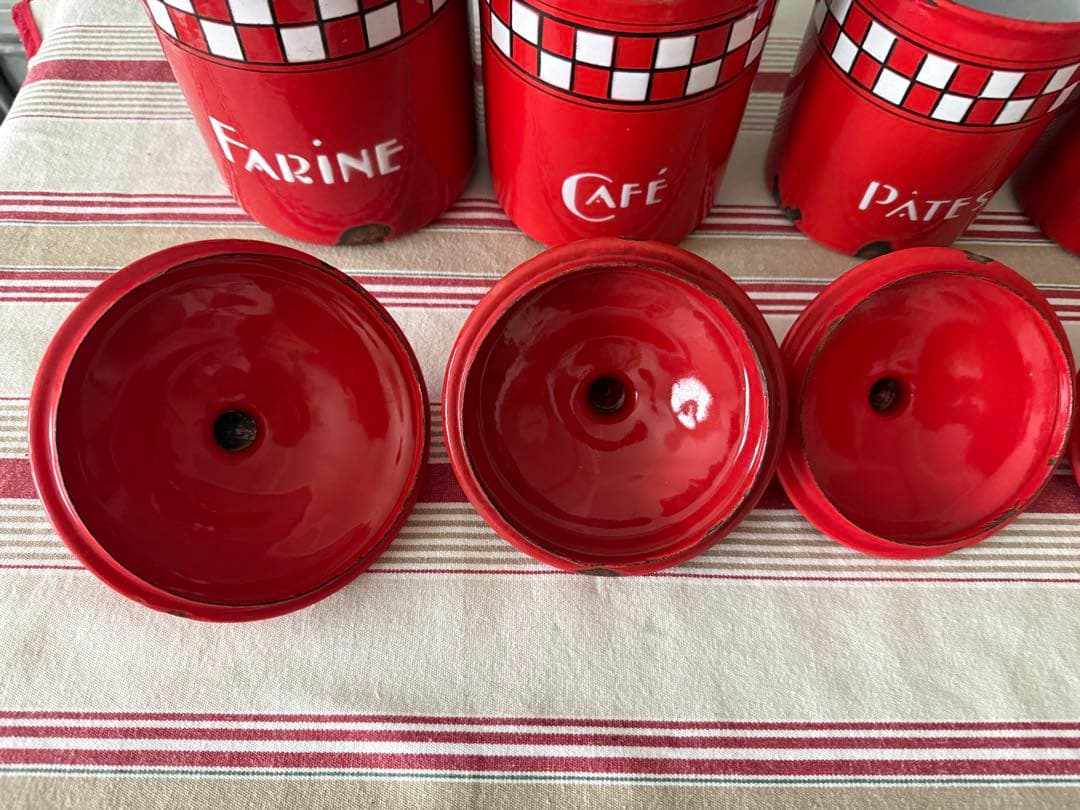 フランスアンティーク　ホーローのキャスター5個セット