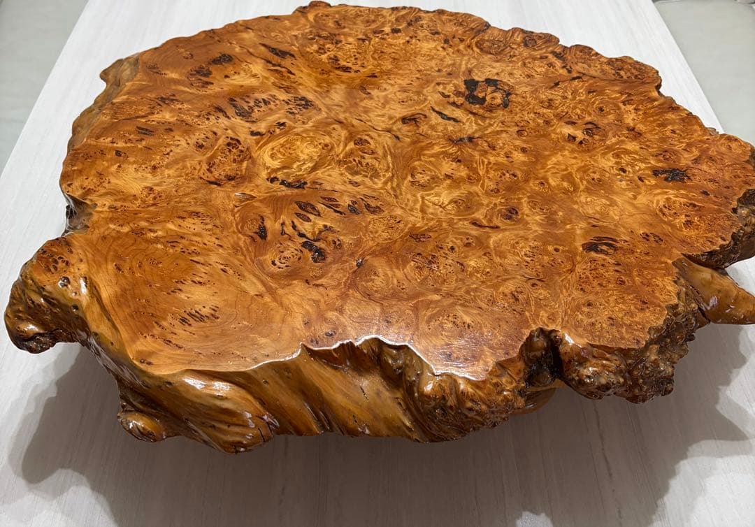 木製　ちゃぶ台　テーブル　一枚板　和製　座卓　切り株　脚付き　花台　鉢台　盆栽台