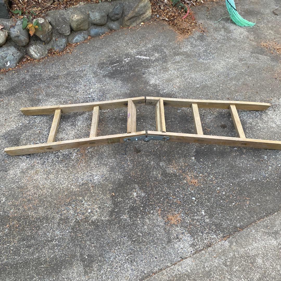 ヴィンテージ_ハシゴ_ラダー_木製_アンティーク 梯子　90/178cm