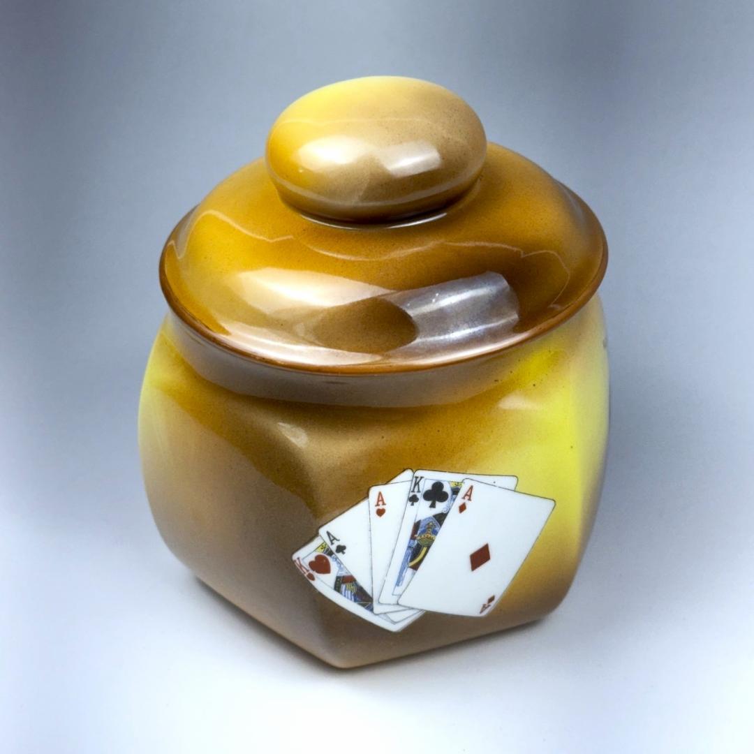 オールドノリタケ トランプ ヒュミドール ノリタケ カード 蓋物 葉巻入