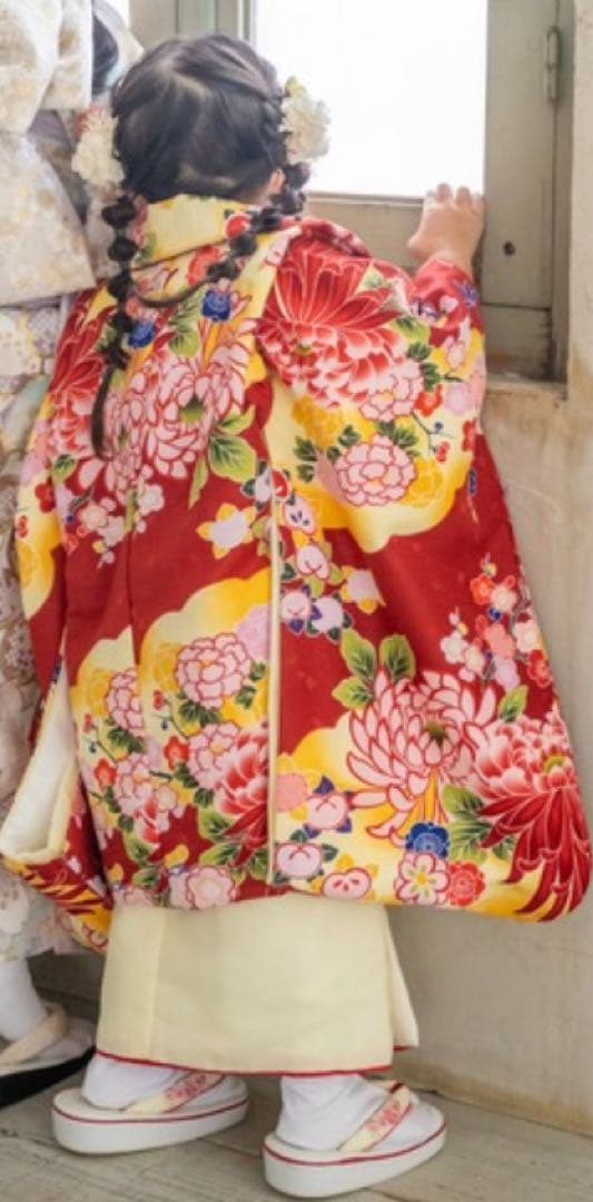 ひさかたろまん　3歳被布コートセット　黄色　赤　七五三