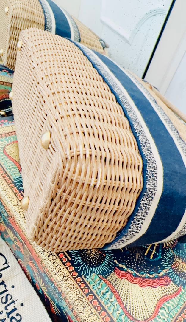 DIOR ディオール　ウィッカー　バスケットバッグ　オブリーク　カゴバッグ　大