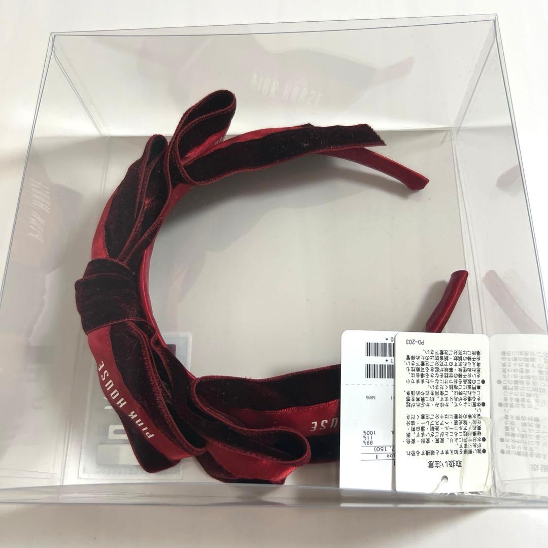 PINK HOUSEピンクハウス　リボンカチューシャ　赤色　ベルベット　新品