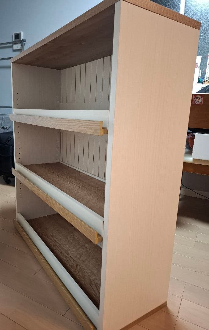 ニトリ　木製本棚 3段 ホワイト/ナチュラル