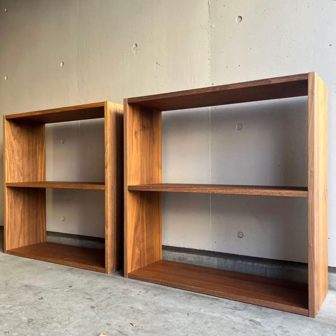 美品★無印 スタッキングシェルフ・ワイド・２段・ウォールナット材 ２個セット