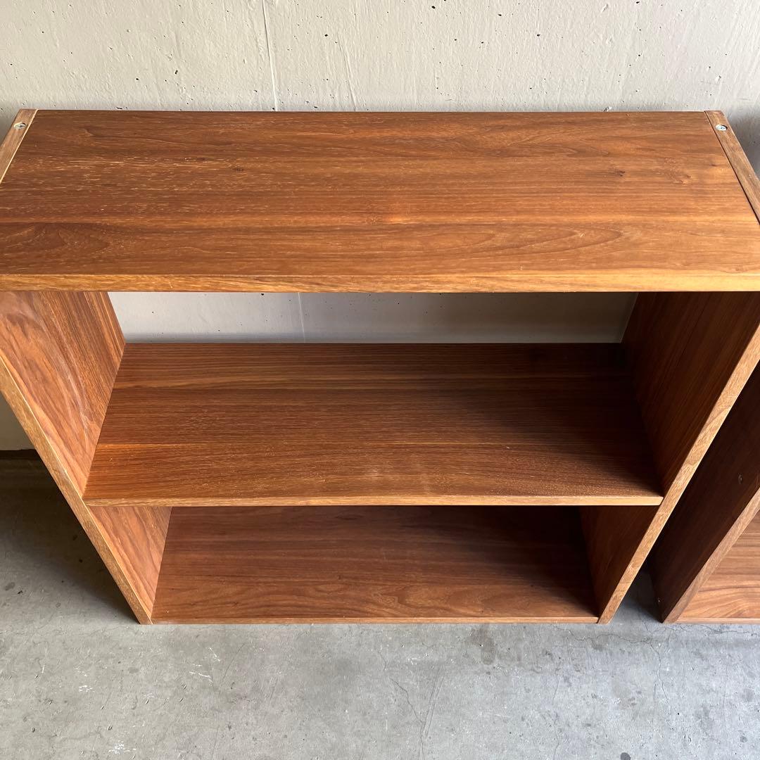 美品★無印 スタッキングシェルフ・ワイド・２段・ウォールナット材 ２個セット