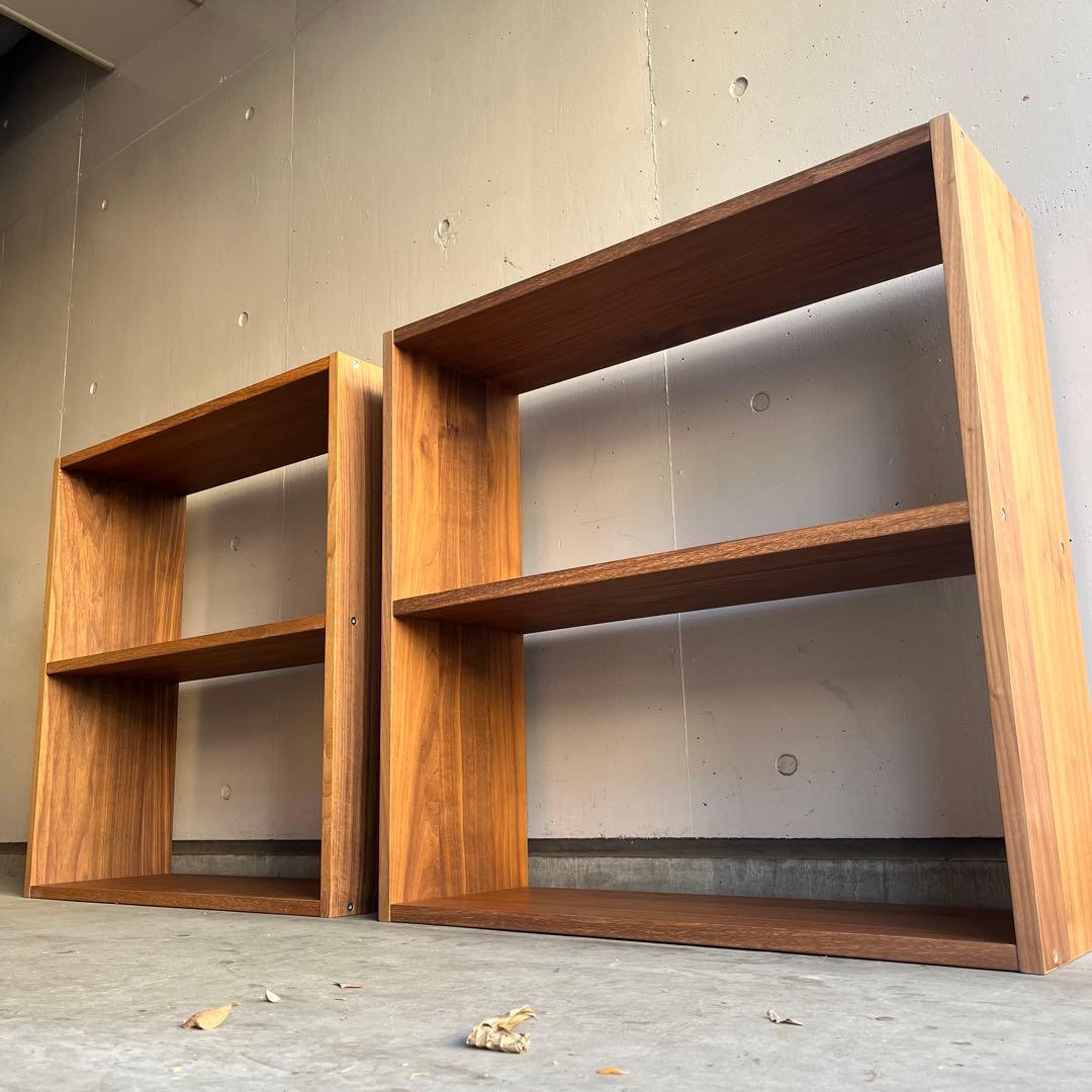 美品★無印 スタッキングシェルフ・ワイド・２段・ウォールナット材 ２個セット