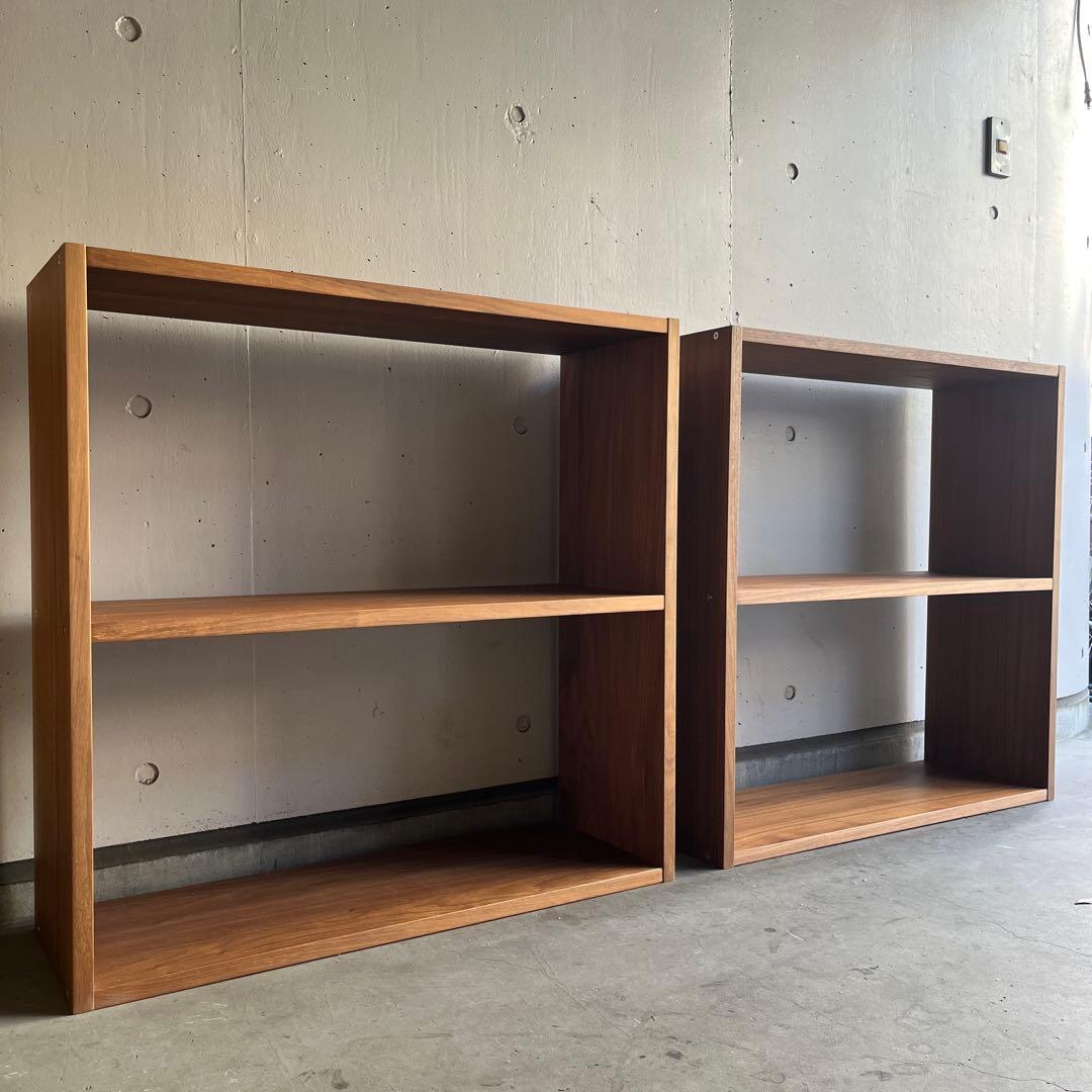 美品★無印 スタッキングシェルフ・ワイド・２段・ウォールナット材 ２個セット