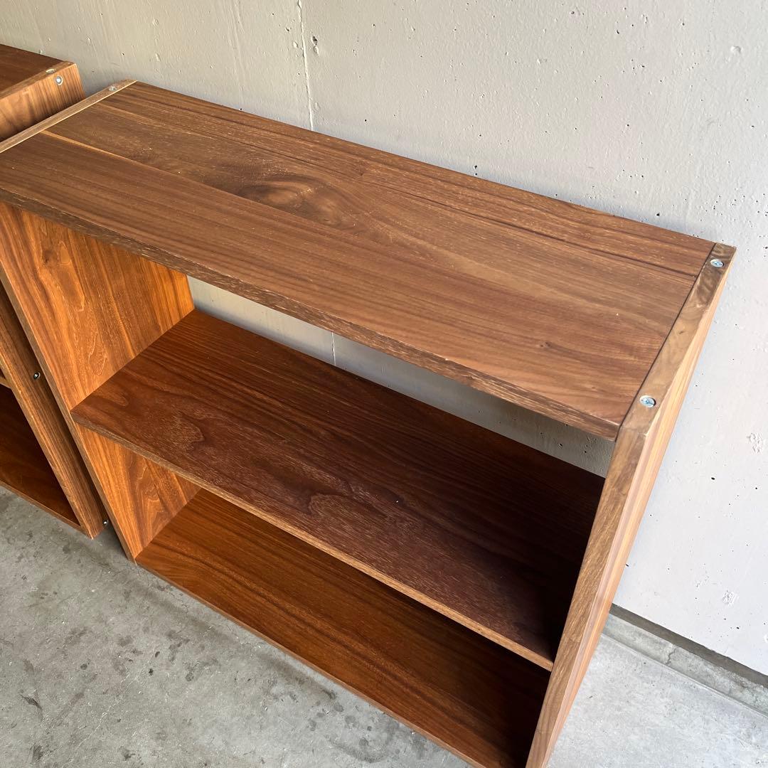 美品★無印 スタッキングシェルフ・ワイド・２段・ウォールナット材 ２個セット