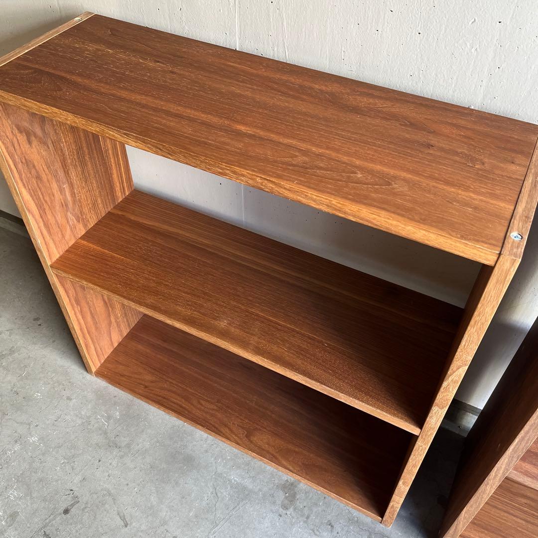美品★無印 スタッキングシェルフ・ワイド・２段・ウォールナット材 ２個セット