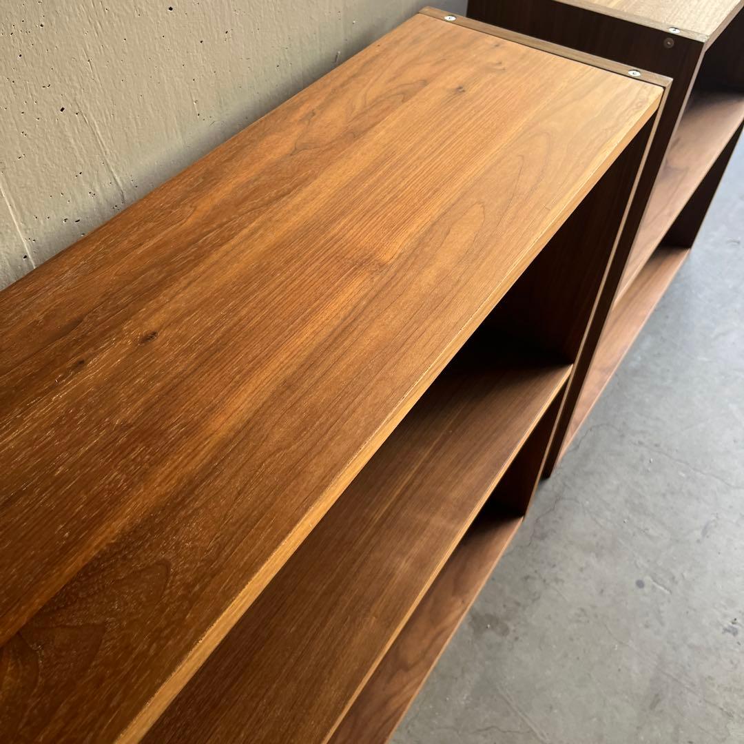 美品★無印 スタッキングシェルフ・ワイド・２段・ウォールナット材 ２個セット