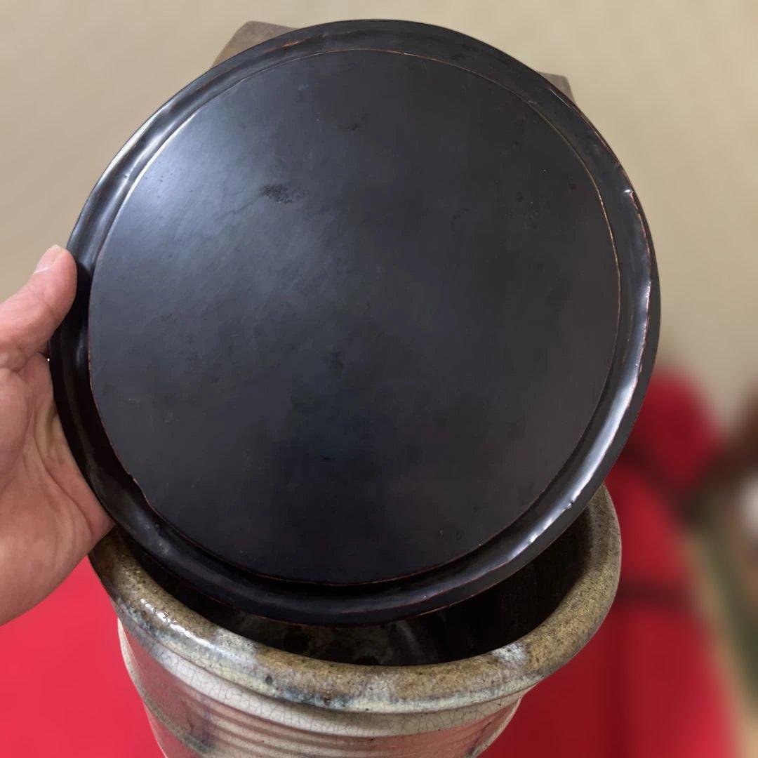 江戸時代物 茶道具 古唐津 水指 塗蓋 朝鮮唐津 骨董 古道具 古玩