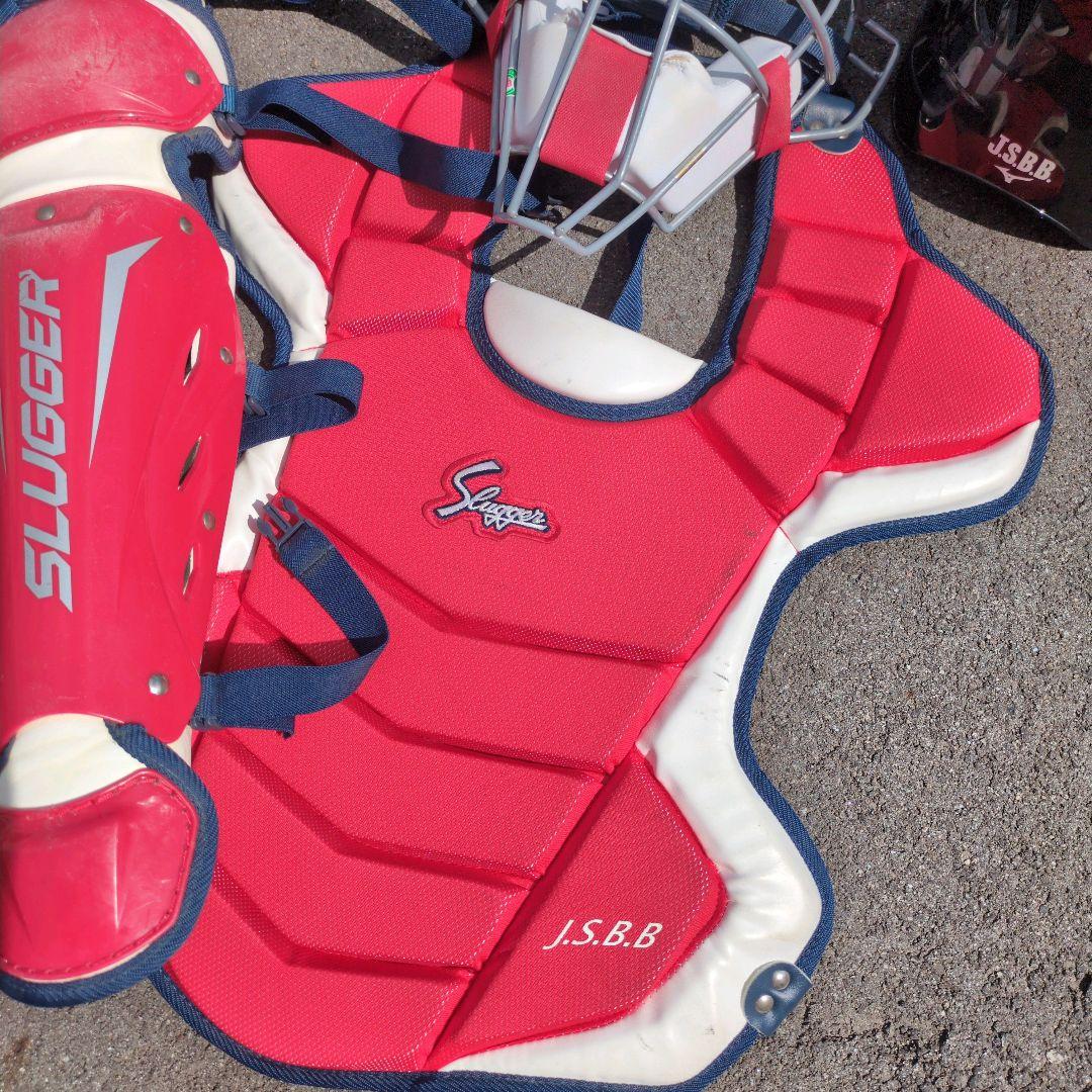 久保田スラッガーキャッチャー用防具セット(現行モデル)＆ヘルメットの4点セット