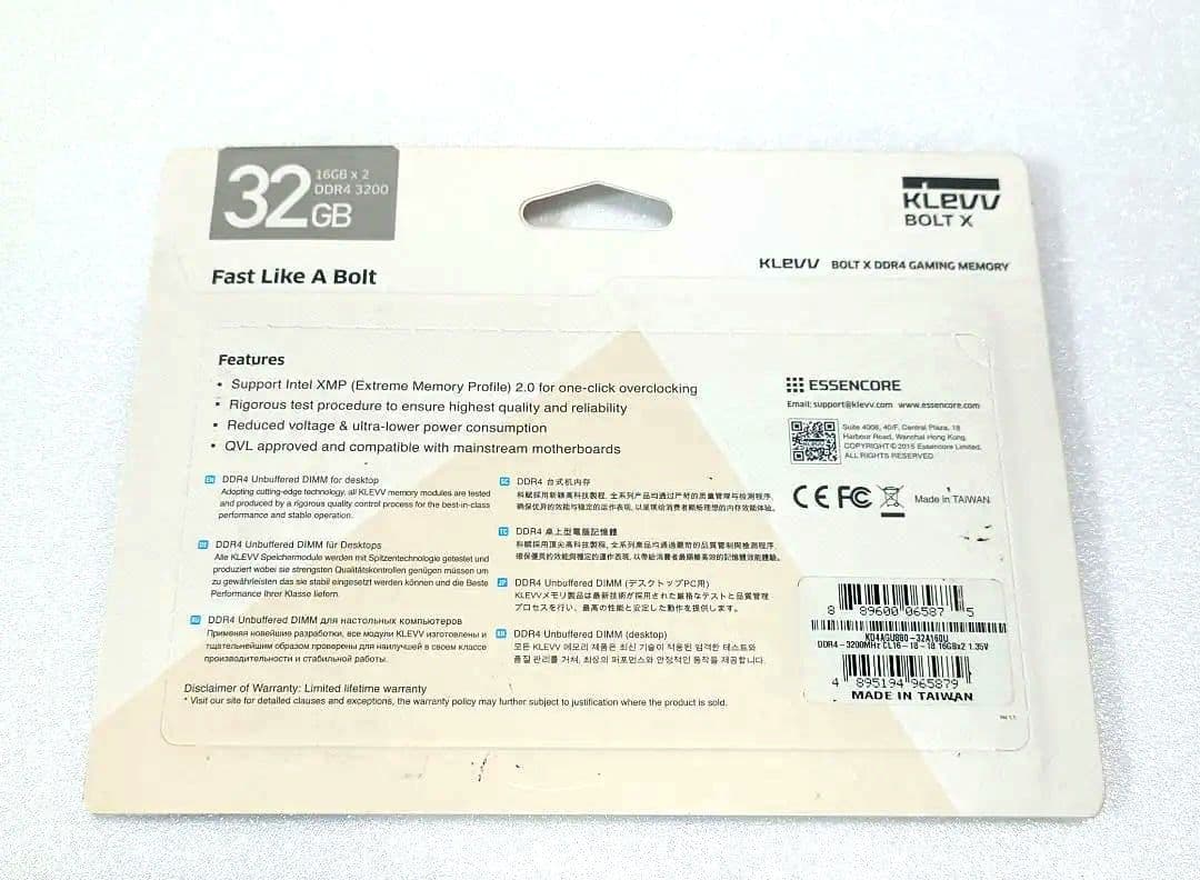 KLEVV BOLT X DDR4 16×2GB 32GB 3200 動作確認済