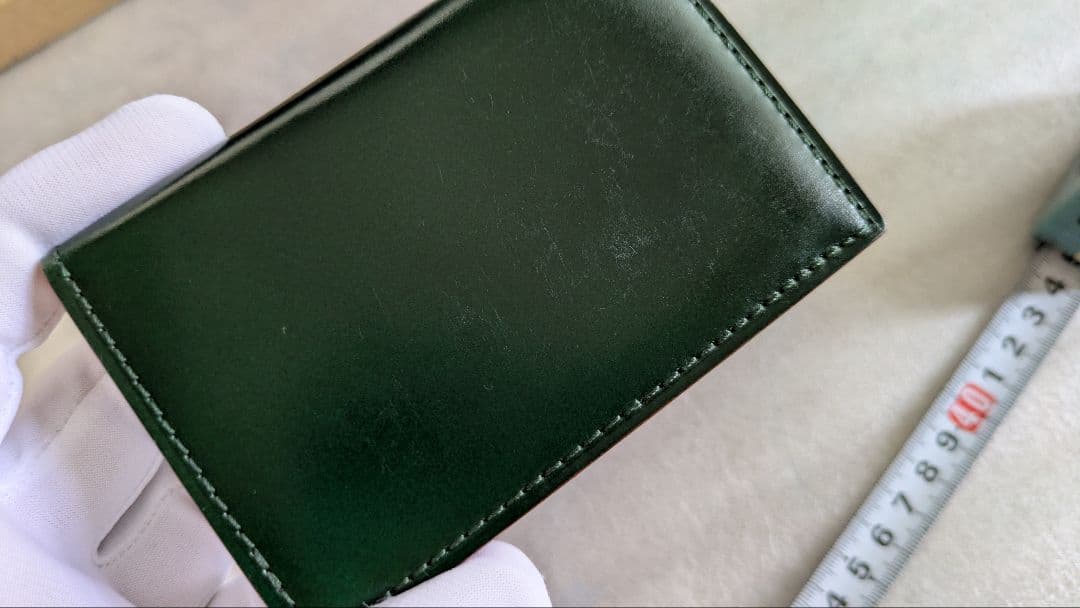 ganzo コードバン 通しマチ名刺入れ　ダークグリーン