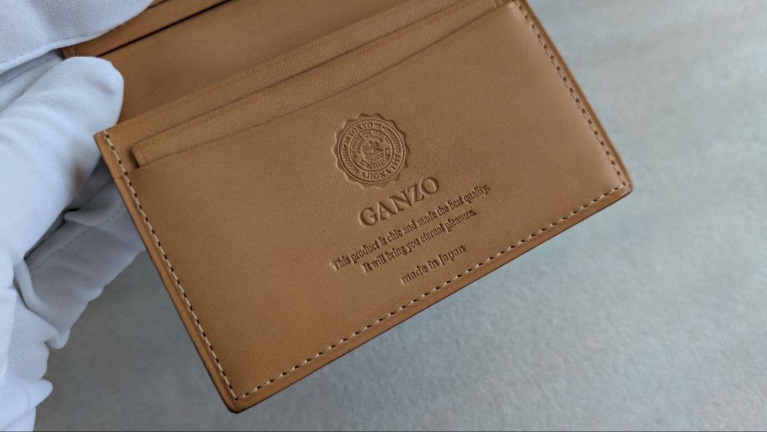 ganzo コードバン 通しマチ名刺入れ　ダークグリーン